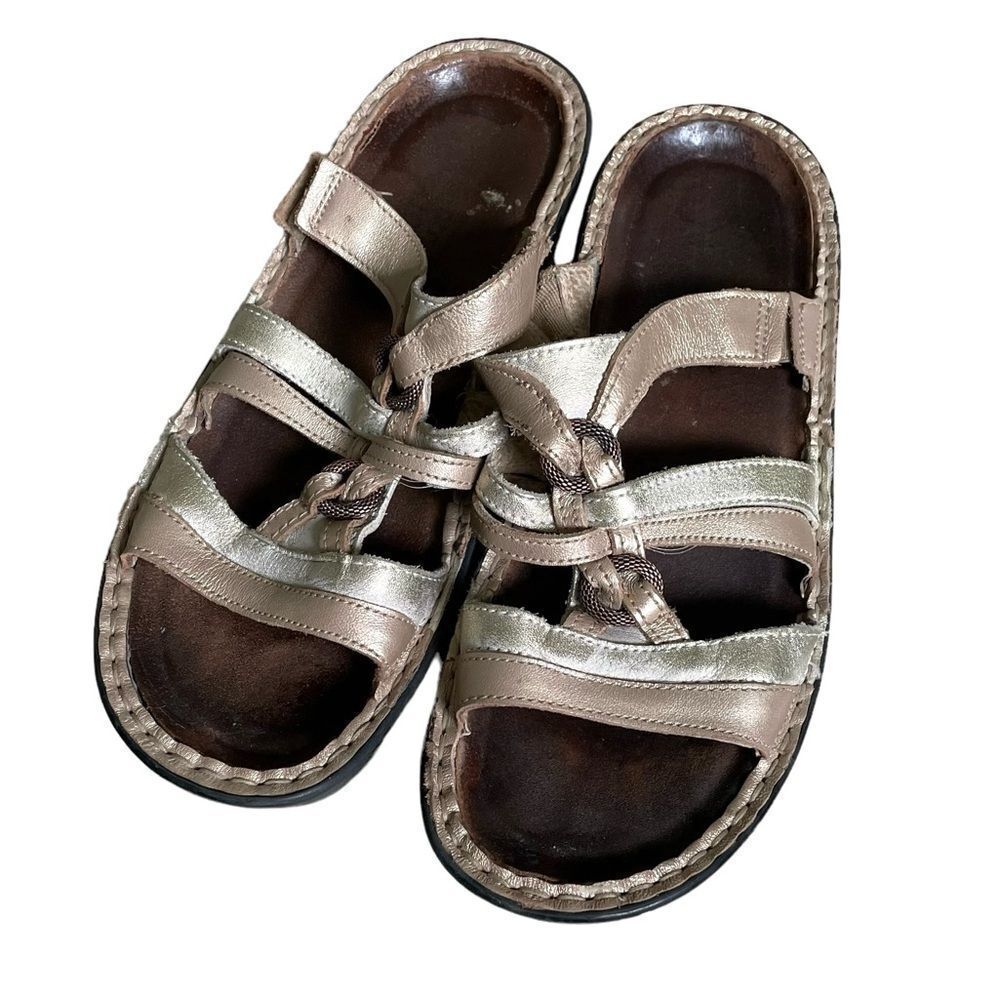 NAOT Leather Sandals Heel Tan Gold Subtle Shimmer 37